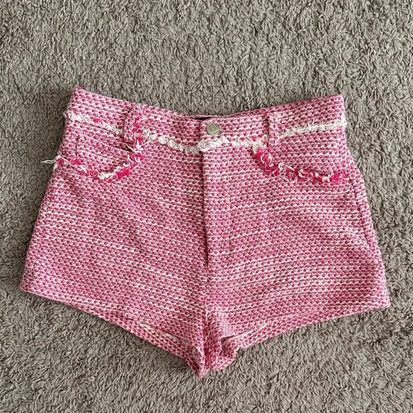 Zara Pink Tweed Women Shorts - Picture 4 of 11